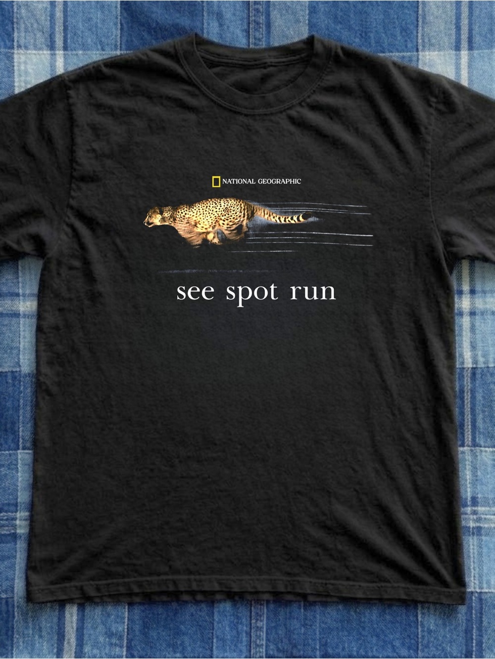 Gildan National Georgraphic Cheetah Graphic Black Tee